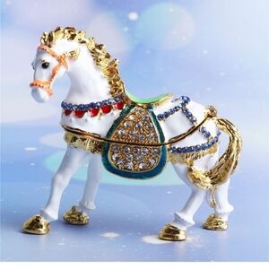 Hinged Trinket Bejeweled Hand-painted Ring Holder Animal Figurine Collectible